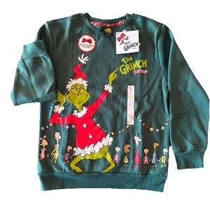 Kids Dr Seuss The Grinch Evergreen Fleece Graphic Sweatshirt Green L Two Sided